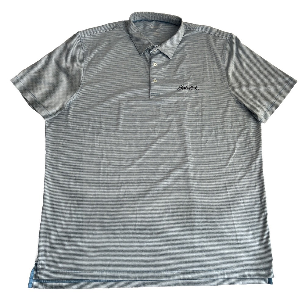 Johnnie O Polo Shirt Men's 2XL‎ Blue Poe Performance Course Logo Stretch Golf